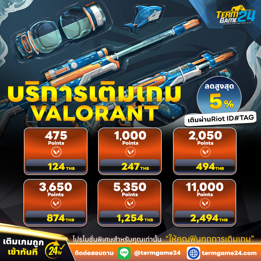 เติมชุดสกินเซต Valorant  ไอเทมเข้าไว ไม่ต้องรอคิว